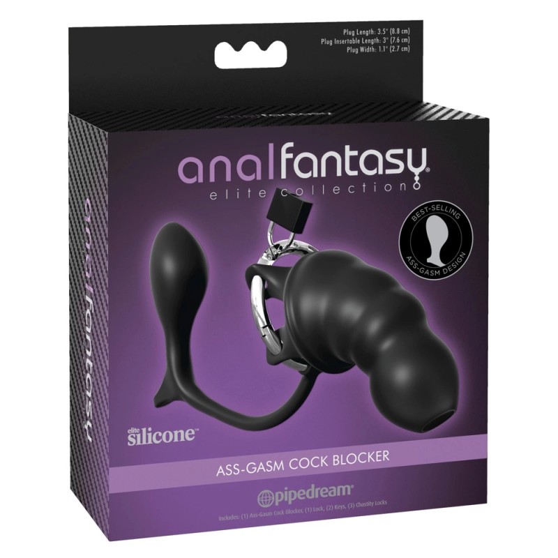 Anal Fantasy - Klatka Na Penisa Z Wtyczką Analną Czarna